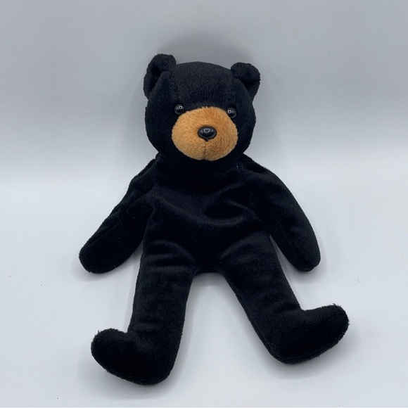 GAF Black Bear Plush Bean Bag Vintage Stuffed Animal Brown Nose Beanie 8 inch - Picture 1 of 7